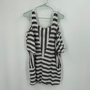 Soft Surroundings Striped Cold Shoulder Linen Blend‎ Dress Size Medium